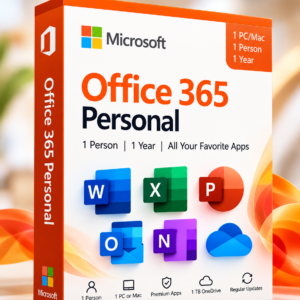 Microsoft 365 Personal – 1 Year Subscription | 1 User | PC, Mac & Mobile